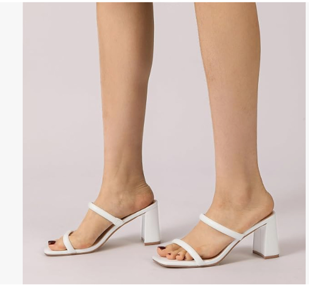 Avidirk White Open Toe Double Strap Slip On Chunky Mules Women's Size 8.5 New